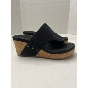 Corkys Boutique Flirty Wedge Black Shimmer Size 7
